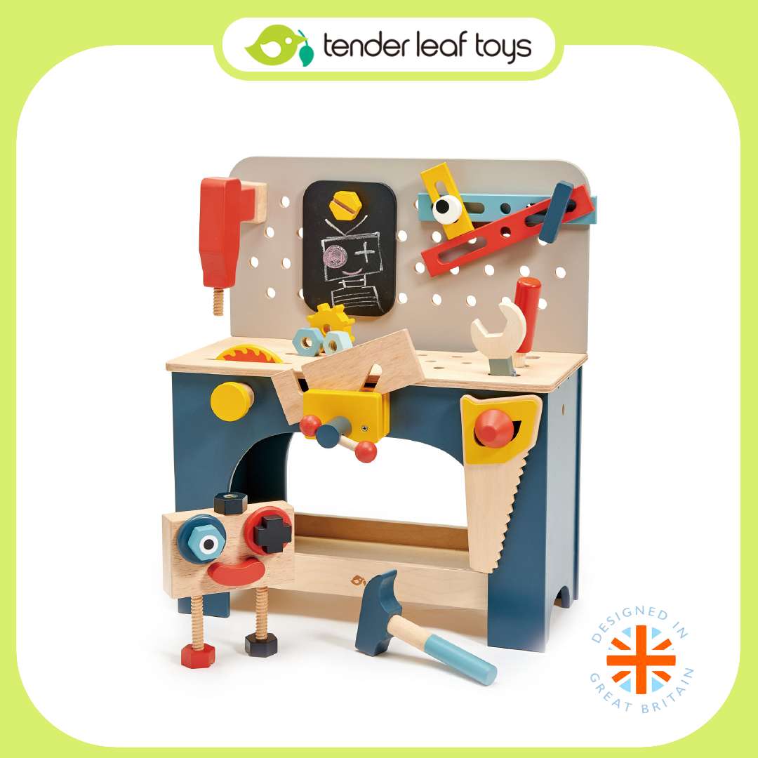 Tender Leaf Toys ของเล่นไม้ ชุดช่างเด็ก ชุดอุปกรณ์ช่างยนต์ Table Top Tool Bench