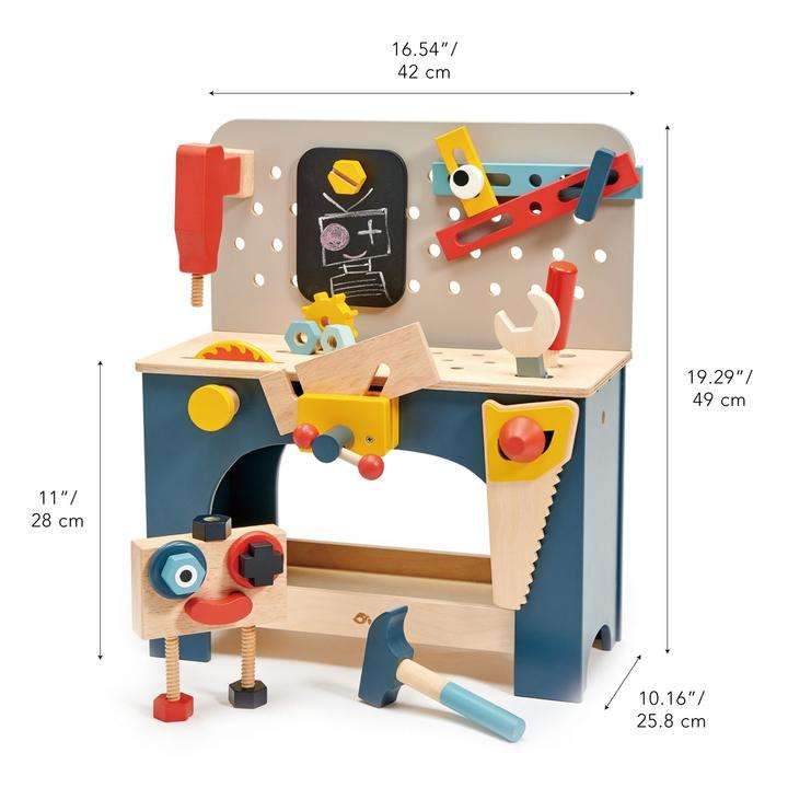 Tender Leaf Toys ของเล่นไม้ ชุดช่างเด็ก ชุดอุปกรณ์ช่างยนต์ Table Top Tool Bench