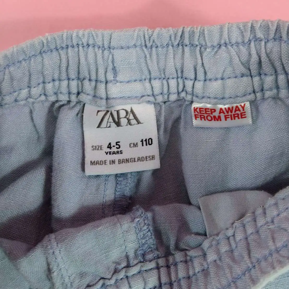 ZARA กางเกงผ้าฝ้ายขายาวสีฟ้าครามไซส์ 4-5y