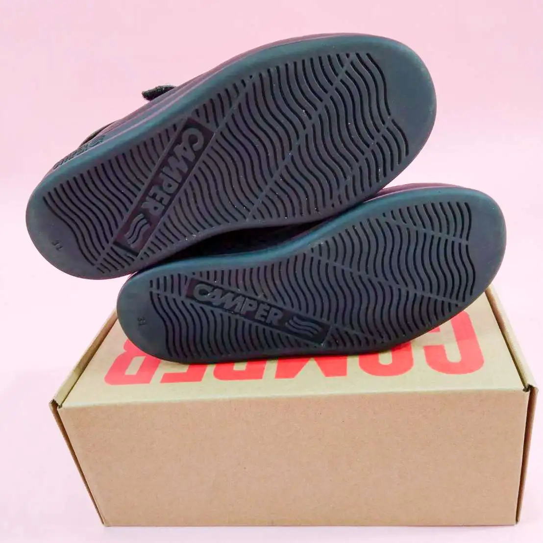 CAMPER รองเท้าผ้าใบหนังและผ้าสีดำ ไซส์ US 13( 18.4-19 cm ) 