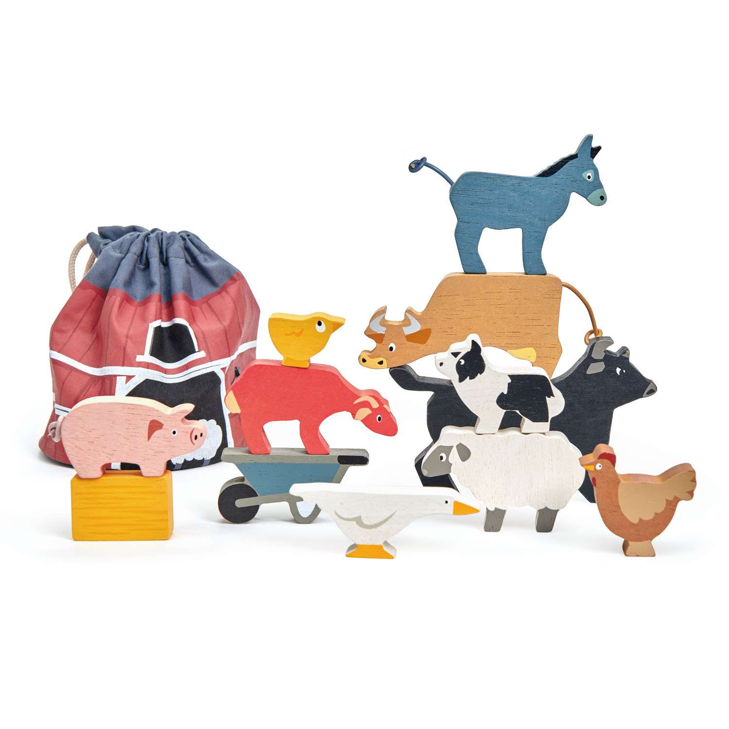 Tender Leaf Toys ของเล่นไม้ ของเล่นเสริมพัฒนาการ ชุดสัตว์เลี้ยงในฟาร์ม Stacking Farmyard