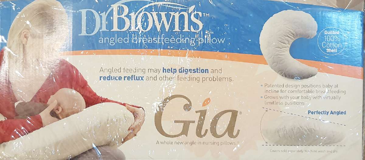  มือสอง หมอนให้นม Dr.Brown's ของแท้ พร้อมปลอกหมอน Gia Nursing Pillow ทำจากผ้าฝ้าย หมอนรองให้นม