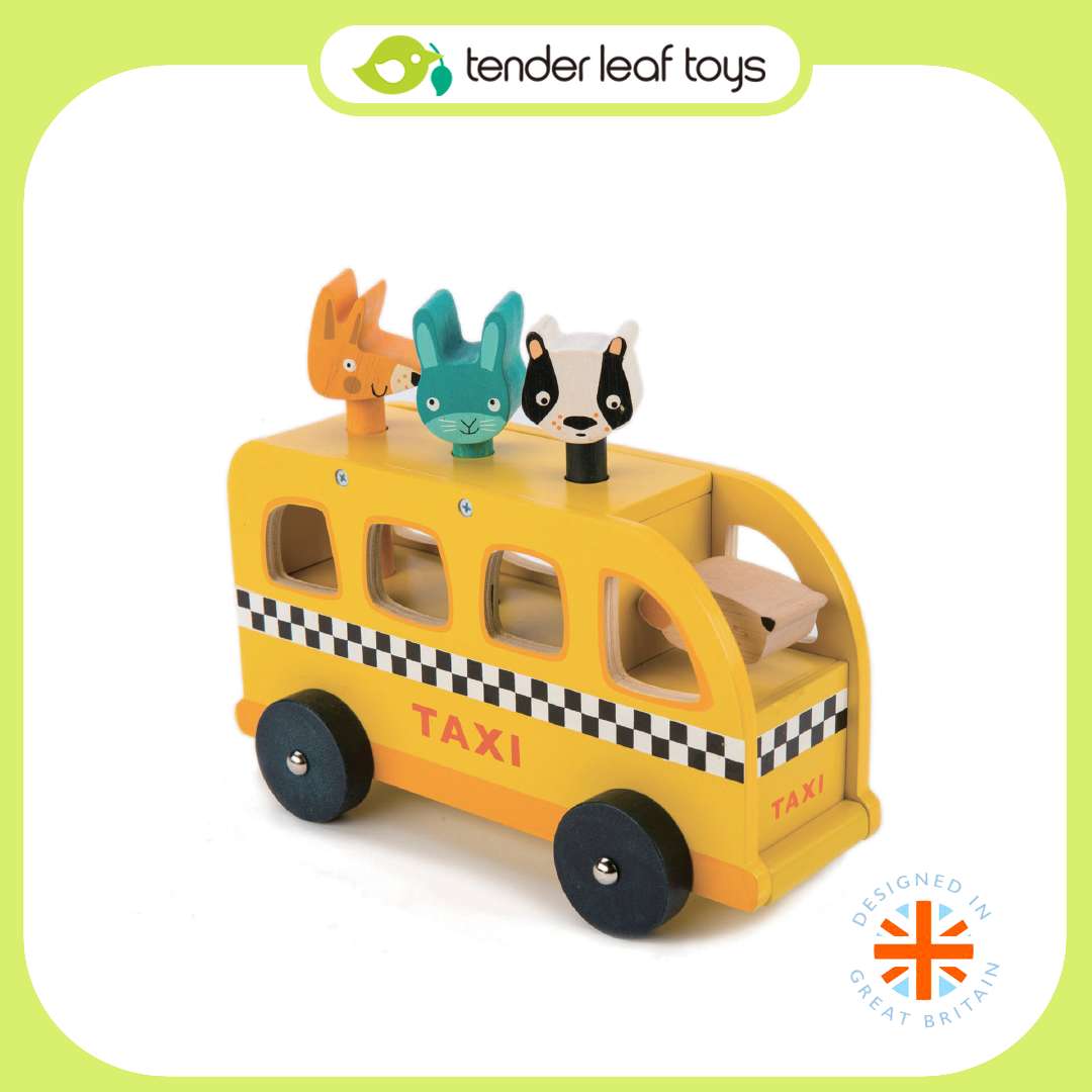 Tender Leaf Toys ของเล่นไม้ รถของเล่น แท็กซี่สัตว์น้อย Animal Taxi