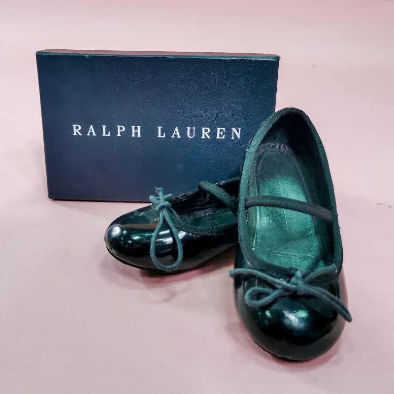 รองเท้าเด็ก Ralph lauren black patent leather allie Size13cm 