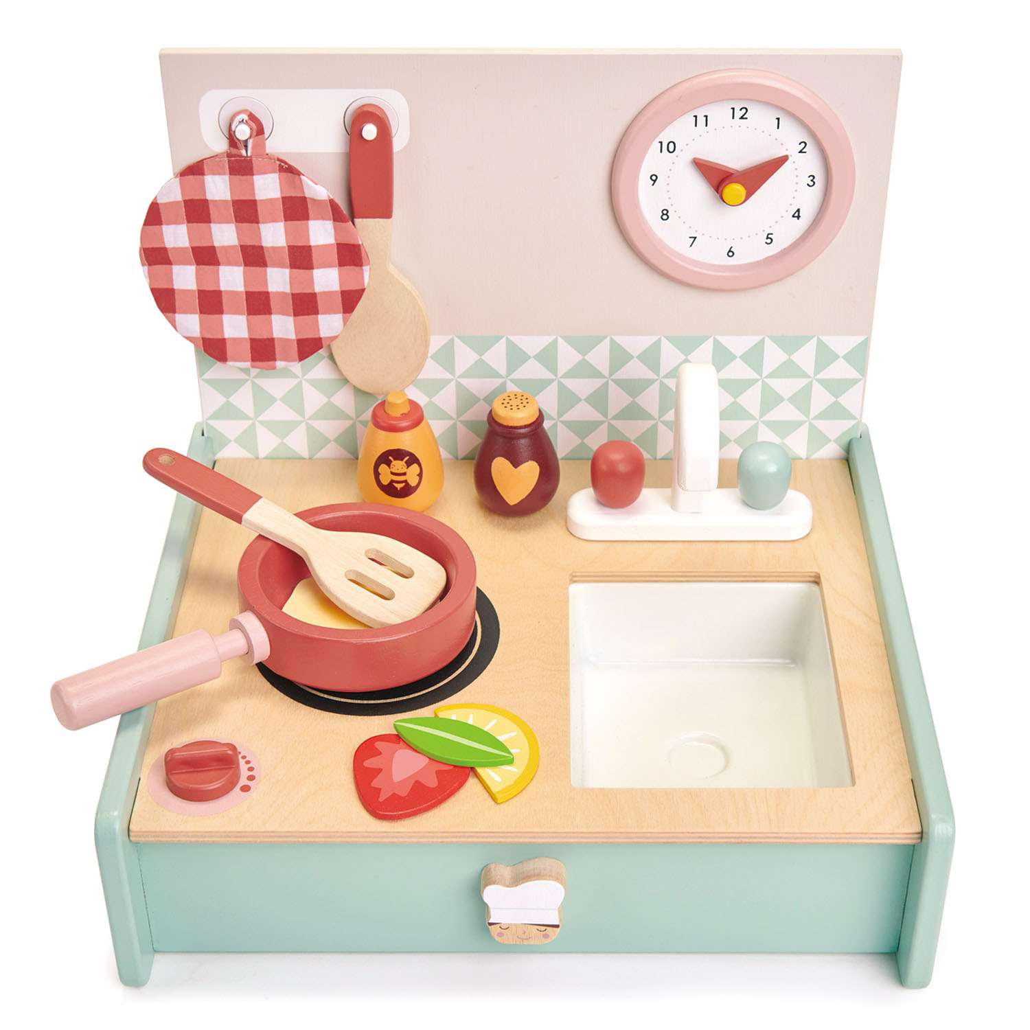 Tender Leaf Toys ของเล่นไม้ ชุดครัวเด็ก ของเล่นบทบาทสมมติ ชุดครัวพกพาหรรษา Kitchenette