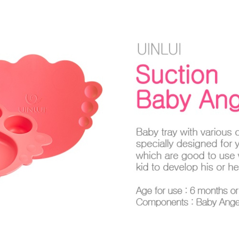 Suction Baby Angel tray - Coral Peach (จานชามดูดโต๊ะ) 100% BPA Free