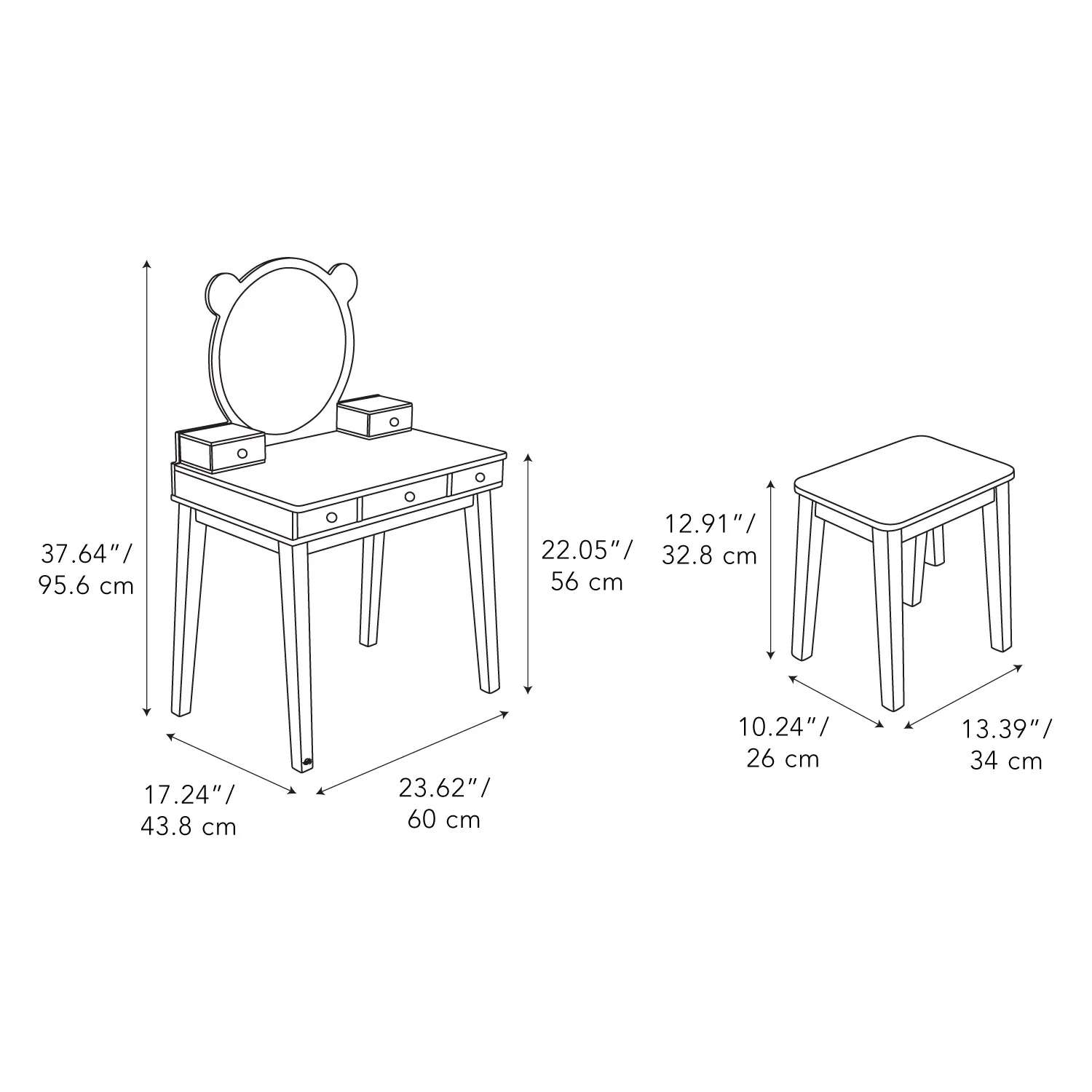 Tender Leaf Toys เฟอร์นิเจอร์เด็ก เฟอร์นิเจอร์ไม้ โต๊ะแต่งตัวคุณหนู Forest Dressing Table