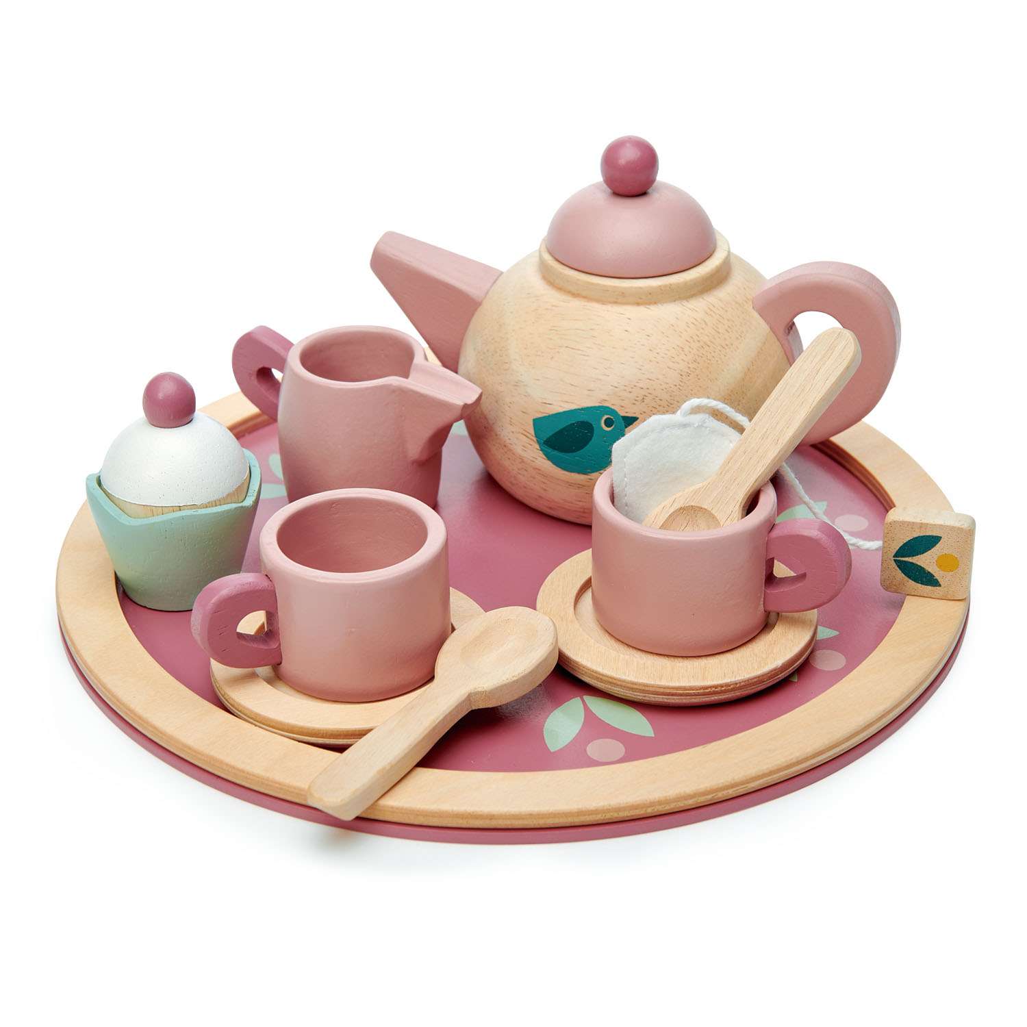 Tender Leaf Toys ของเล่นไม้ ชุดทำอาหาร ชุดน้ำชาลายนกน้อย Birdie Tea Set