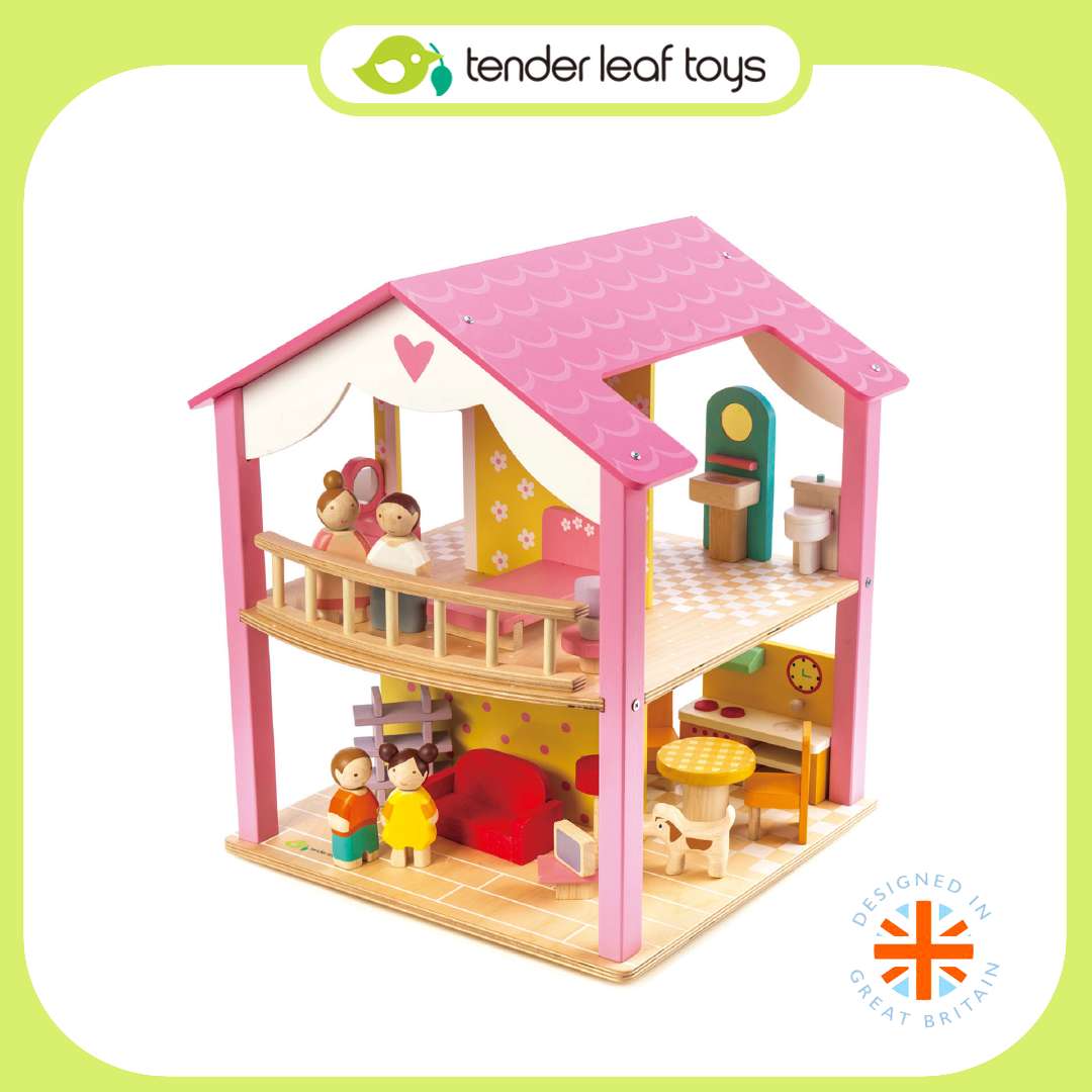 Tender Leaf Toys ของเล่นไม้ บ้านตุ๊กตา บ้านพิ้งค์ลีฟ Pink Leaf House