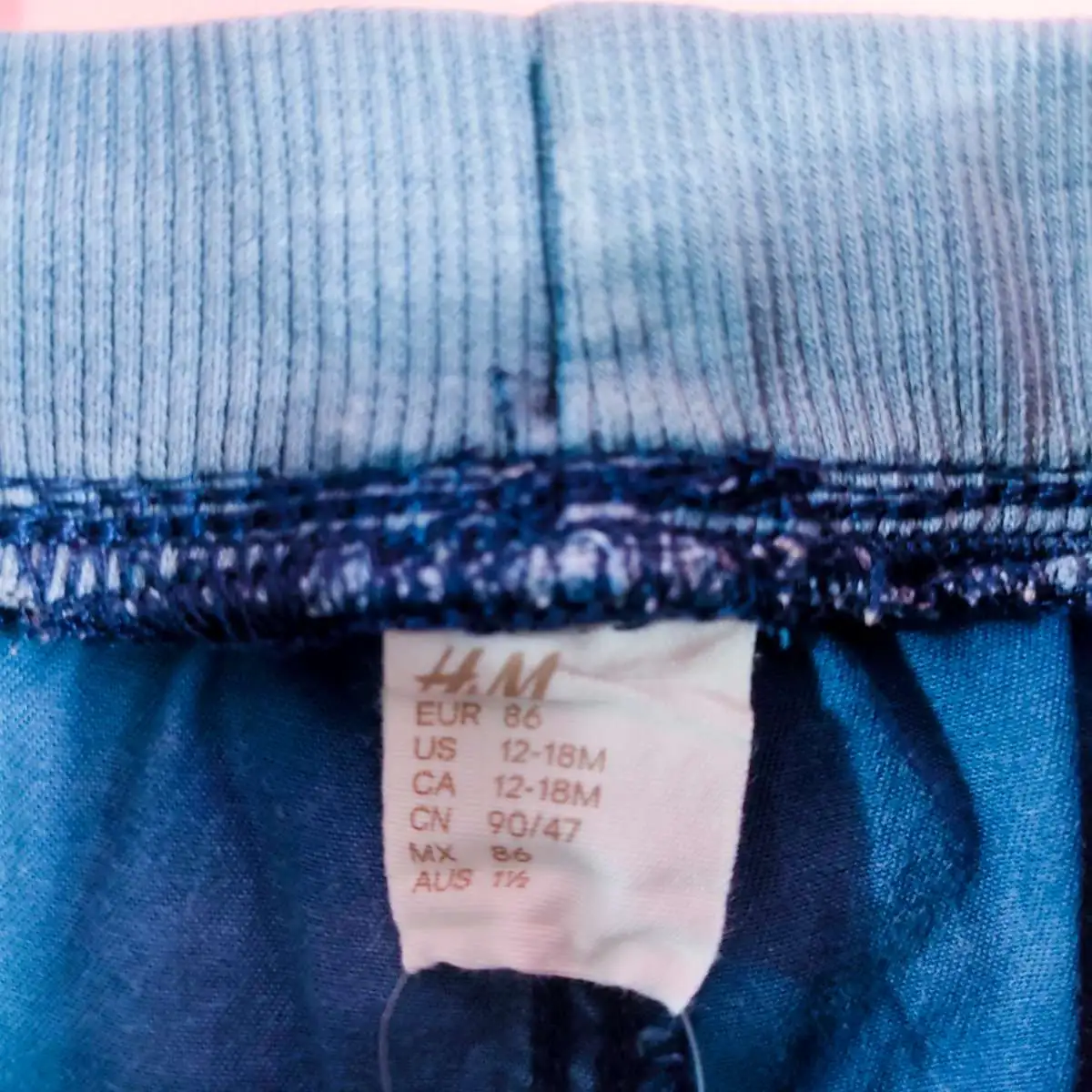 H&M กางเกงขาสั้นสียีนส์เอวเชือกผูก 12-18 m 