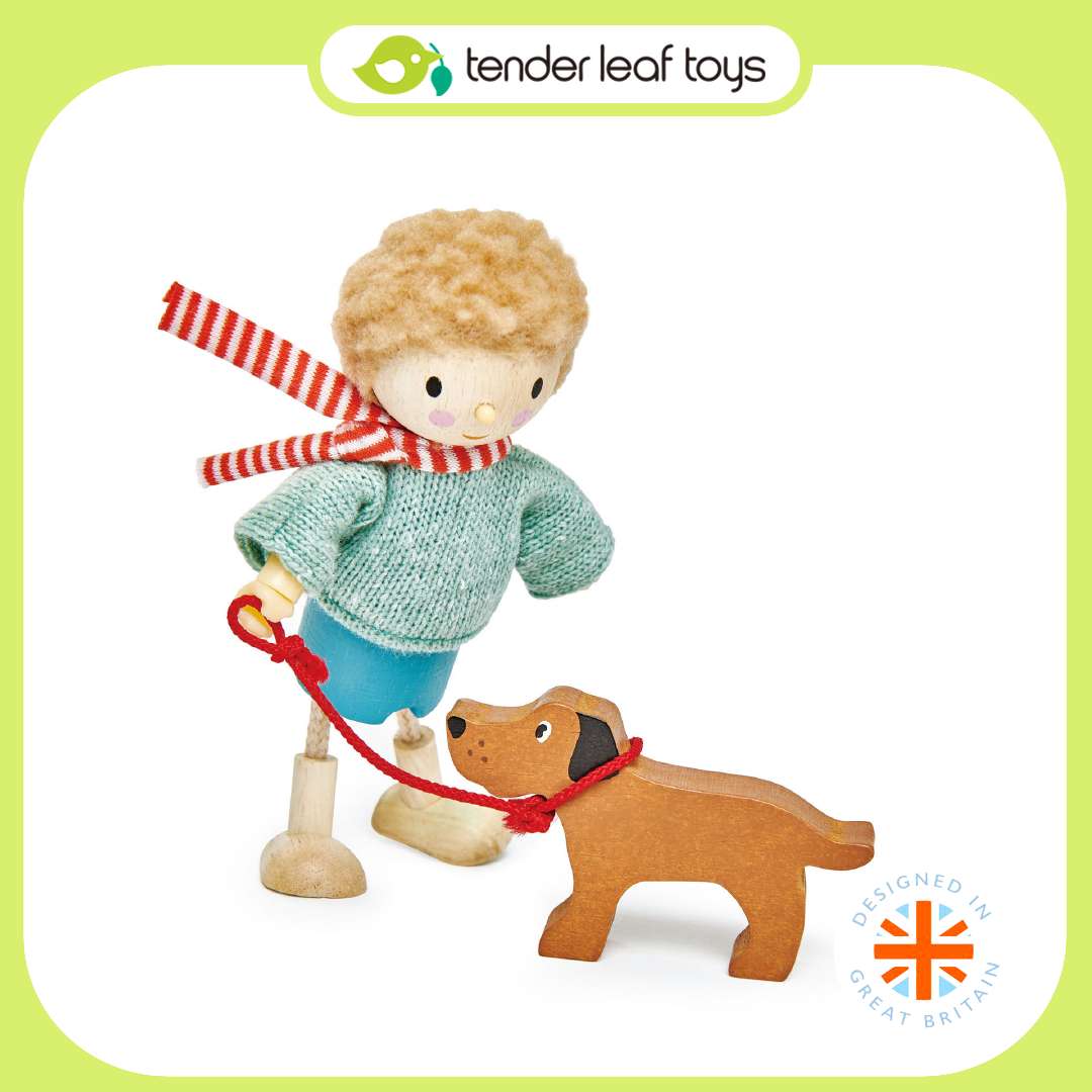 Tender Leaf Toys ของเล่นไม้ ตุ๊กตา มิสเตอร์กู๊ดวู้ดและสุนัขตัวโปรด Mr Goodwood and His Dog