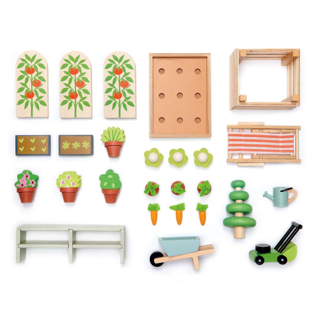 Tender Leaf Toys ของเล่นไม้ บ้านตุ๊กตา ชุดเรือนไม้และสวนผัก Greenhouse and Garden Set