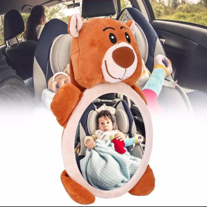 กระจกมองเด็กในรถ กระจกมองหลังติดเบาะรถสำหรับเด็กนั่งคาร์ซีท รูปตุ๊กตาหมี