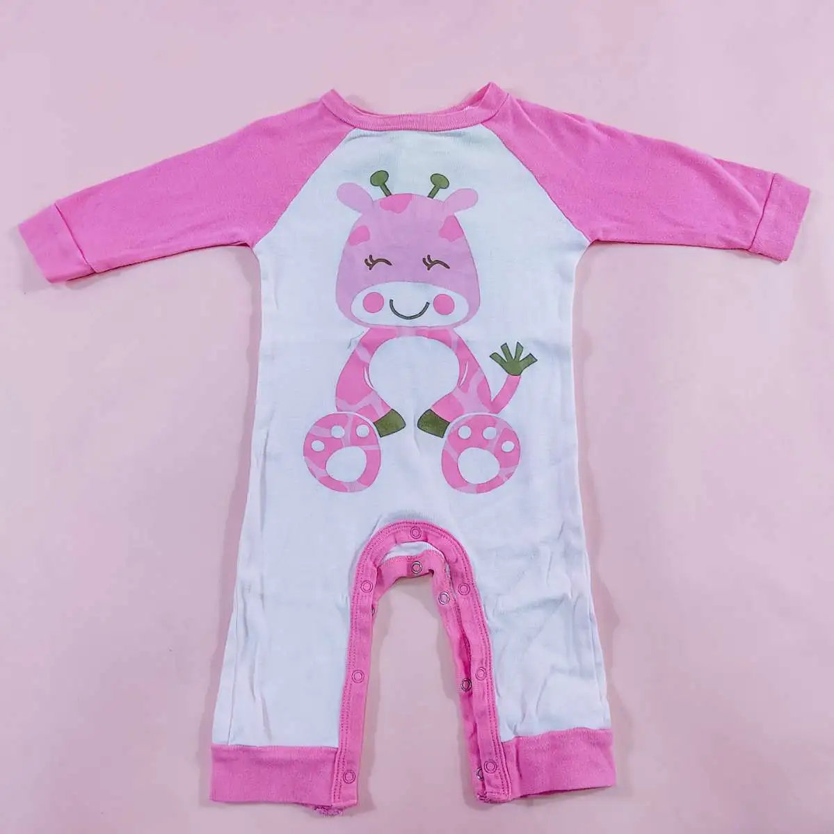 Gerber ชุดหมีแขนขายาวสีชมพูมีรูปหมู 3-6m